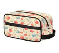 GeMeFv Neceser colgante de manzanas de acuarela rojo y azul, bolsa de maquillaje portátil de viaje de gran capacidad para hombres y mujeres, Manzanas de acuarela, rojo y azul, 10.5×4.4×5.3 in