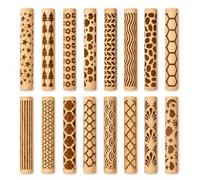 Gemejutor 16 Piezas Rodillo Texturizador para Arcilla, Set de Rodillos de Madera para Cerámica DIY y Arcilla Polimérica, Sellos de Estampado con Patrones Naturales para Cuencos y Colgantes