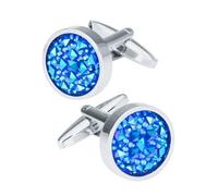Gemelli Uomo Gemelos redondos azules for accesorios de camisa for hombre, botones puño, joyería boda