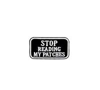 Gemelolandia | Parche Bordado Termoadhesivo Stop Reading My Patches - Edición Limitada - 7,5 x 4 cm - Ideal para mochilas y ropa