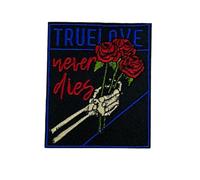 Gemelolandia | Parche Bordado Termoadhesivo True Love Never Dies - Edición Limitada - 7 x 8,5 cm - Ideal para mochilas y ropa