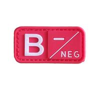 Gemelolandia |Parche Hook and Loop Tipo de sangre B- 2,5x5cm PVC | Parche Militar PVC Táctico | Patch Stickers Para Decorar Tu Ropa | Fáciles de Poner en Chaquetas y Objetos de Tela (Rojo)
