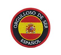 Gemelolandia | Parche Orgulloso de Ser Español 8cm Hook and Loop| Muy Adherentes | Patch Stickers Para Decorar Tu Ropa | Fáciles de Poner