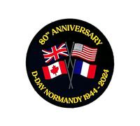 Gemelolandia | Parche PVC Hook and Loop 80 Aniversario D-Day con Banderas - Edición Limitada - 8 x 8 cm - Ideal para mochilas y ropa