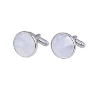 Gemelos 2 Piezas Gemelos De Concha De Perla Camisas De Hombre Y Mujer Y Gemelos De Nácar De Acero Blanco (Plano)