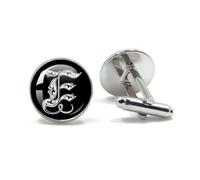Gemelos 26 Letter Royal Initialen Glass Cabochon Men's Cufflinks(Style22)