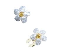 Gemelos 2PCS Irregular Pearls Button Covers Set Handwoven Flower Cufflinks Button