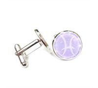 Gemelos, Arte Con Símbolo Pixelado De Piscis, Proyección Holográfica, Regalo De La Suerte, Piscis, Doce Signos Del Zodiaco, Hebilla De Puño Personalizada, Accesorio De Camisa, Regalo Para Novio Co