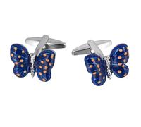 Gemelos azules para hombre, diseño de mariposa, para boda, novio, negocios, talla única, Cobre, No es una piedra preciosa