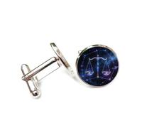 Gemelos, Balanza De Cielo Estrellado Con Mapa Brillante, Topología, Libra, Doce Signos Del Zodíaco, Hebilla De Puño, Accesorio De Camisa, Regalo Para Contable, Jefe, Negocios, Boda, Graduación, Oc