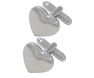 Gemelos Camisa Hombre Color Plata - Con Caja - Gemelos para Camisas - Amor Corazon - Latón - Romántico Enamorado - Un Par