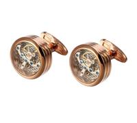 Gemelos Camisa Hombre Gemelos con movimiento Tourbillon for hombre, for boda, novio, reloj mecánico, engranaje Steampunk(Rose Gold)