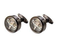 Gemelos Camisa Hombre Gemelos con movimiento Tourbillon for hombre, for boda, novio, reloj mecánico, engranaje Steampunk(Black Plated)