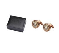 Gemelos Camisa Hombre Gemelos con movimiento Tourbillon for hombre, for boda, novio, reloj mecánico, engranaje Steampunk(Light Yellow Gold)