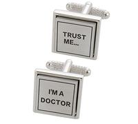 Gemelos Camisa Hombre Médico - Con Caja - Gemelos para Camisas - Trust Me I'm A Doctor - Latón - Consultor Hospital - Color Plata - Un Par