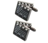 Gemelos Camisa Hombre Negro - Con Caja - Gemelos para Camisas - Tablero de Chapaleta - Latón - Rectángulo Cineasta Películas Actor Director de Cine Actriz - Un Par