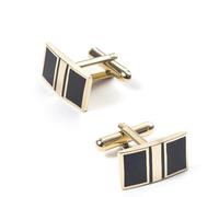 Gemelos clásicos rectangulares dorados y negros para hombre, talla única, Cobre, No es una piedra preciosa