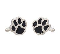 Gemelos con diseño de huella de gato y perro, en caja de gemelos de ónix, plata, talla única