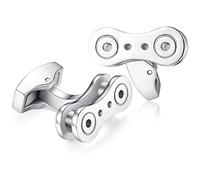 Gemelos con forma de oso de miel para hombre, cadena de bicicleta de plata para boda o camisa de negocios - Plateado - 21mm*8mm