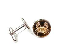 Gemelos, Cristal Energético Con Símbolo De Cangrejo Dorado, Doce Signos Del Zodíaco De Cáncer, Hebilla De Puño Personalizada, Accesorio De Camisa, Regalo Para Contable, Jefe, Negocios, Boda, Grad