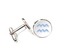 Gemelos, Cristal Transparente Con Forma De Rayo Que Fluye, Signo Del Zodíaco Acuario, Hebilla De Puño Personalizada, Accesorio De Camisa, Regalo Para Contable, Jefe, Negocios, Boda, Graduación, Oca
