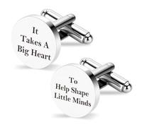 Gemelos de acero inoxidable para regalo de agradecimiento al profesor, día del padre, con texto en inglés «It Takes A Big Heart to Shape Little Minds» para cumpleaños, vuelta a clases, fin de año