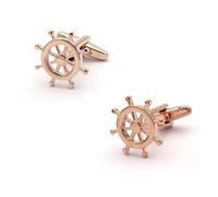 Gemelos de ancla con timón de pesca marina marinera y oro rosa (remo oro rosa), Klein, Latón, No es una piedra preciosa