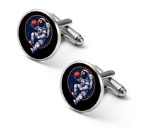 Gemelos de astronauta Slam Dunk Basketball Space Fashion para hombre, juego de gemelos clásicos para camisas de boda, negocios, 2.0cm, Metal, No es una piedra preciosa