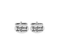 Gemelos de boda personalizados chapados en plata con el texto "Brother of the Groom", ovalados, 1,4 x 2 cm, para hombres, marido, papá, día de San Valentín, negocios, 1.4x2CM, Plata, No es una piedra