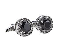 Gemelos de camisa de ónix negro de uñas de cristal de aleación y gemelos decorativos (color: A, tamaño: talla única) (A única)