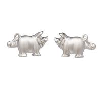 Gemelos de cerdo con cola rizada en caja de gemelos de ónix, talla única, color plateado, plata, Taille unique