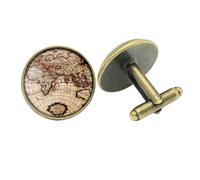 Gemelos de cristal gótico convexo para hombre, diseño de globo terráqueo negro con diseño de globo terráqueo de la tierra, gemelos de bronce para hombre, regalo original, muy bonito regalo, llavero