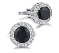 Gemelos de cristal para hombre, gemelos de circonita cúbica brillante con diamantes dorados, para boda, novio, padrino, 0.62*0.62inch, Metal, Circonia cúbica