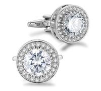 Gemelos de cristal para hombre, gemelos de circonita cúbica brillante con diamantes dorados, para boda, novio, padrino, 0.62*0.62inch, Metal, circonita