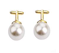 Gemelos de Cuentas para Hombre, Gemelos Redondos de Perlas Blancas de imitación, Gemelos para Traje de Mujer, Gemelos de Negocios concisos, Gemelos para Fiesta de Boda, Regalo Professional Process