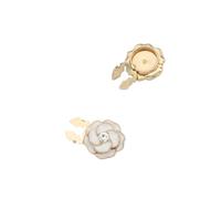 Gemelos de Hombre Fashion Camellia Cufflinks DIY Clothing Accessories Casual Business(White-gold)