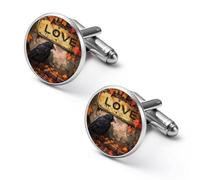 Gemelos de moda con diseño de cuervo negro para hombre, juego de gemelos clásicos para bodas, negocios, 2.0cm, Metal, No es una piedra preciosa