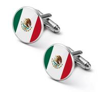 Gemelos de moda con la bandera de México para hombre, juego de gemelos clásicos para camisas de boda y negocios, 1.7cm, Metal, No es una piedra preciosa