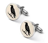 Gemelos de moda de cuervo negro para hombre, juego de gemelos clásicos para bodas, negocios, 2.0cm, Metal, No es una piedra preciosa