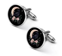 Gemelos de moda de cuervo negro para hombre, juego de gemelos clásicos para bodas, negocios, 2.0cm, Metal, No es una piedra preciosa