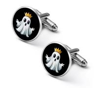 Gemelos de moda de fantasma de Halloween para hombre, juego de gemelos clásicos para bodas, negocios, 1.7cm, Metal, No es una piedra preciosa