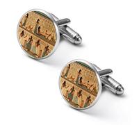 Gemelos de moda de faraón con estampado de jeroglíficos del antiguo Egipto para hombres, juego de gemelos clásicos para bodas y negocios, 2.0cm, Metal, No es una piedra preciosa