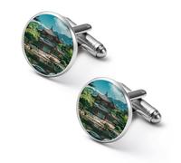 Gemelos de moda del Palacio de Coreas de la Arquitectura Coreana para hombre, juego de gemelos para camisas clásicas para bodas y negocios, 2.0cm, Metal, No es una piedra preciosa