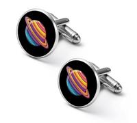 Gemelos de moda para hombre, diseño de bandera trans de Saturno, derechos humanos, LGBTQ, para camisas clásicas, para bodas, negocios, 2.0cm, Metal, No es una piedra preciosa