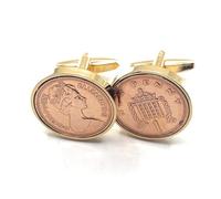 Gemelos de moneda de 1 penique de 1976 para 49 cumpleaños/aniversarios - Gemelos de un penique de 1976 para un 49º GLD