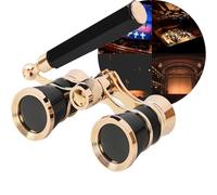 Gemelos de Ópera 3x25 con Asa y Cadena | Pieza de Colección para Teatro y Carreras | Compactos y Ligeros para Conciertos, Ópera, Cosplay y Fiestas Temáticas(Black2)