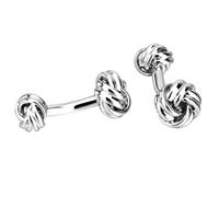 Gemelos de plata para hombre, chapados en plata, nudo de doble cabeza, 3 x 1,2 cm, joyería para marido, papá, día de San Valentín, negocios, día del padre, 3x1.2CM, Plata, No es una piedra preciosa