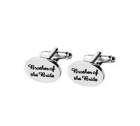 Gemelos de plata personalizados chapados en plata "Brother of the Bride", ovalados, 1,4 x 2 cm, joyería para hombres, marido, papá, día de San Valentín, negocios, 1.4x2CM, Plata, No es una piedra