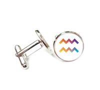Gemelos, Difracción Espectral De Degradado De Color Arcoíris, Doce Signos Del Zodíaco Acuario, Hebilla De Puño Personalizada, Accesorio De Camisa, Regalo Para Contable, Jefe, Negocios, Boda, Gradu