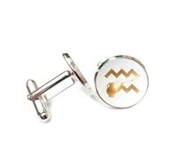 Gemelos, Diseño Con Efecto De Estela Dorada, Flujo De Partículas, Doce Signos Del Zodíaco Acuario, Hebilla De Puño Personalizada, Accesorio De Camisa, Regalo Para Contable, Jefe, Negocios, Boda, G